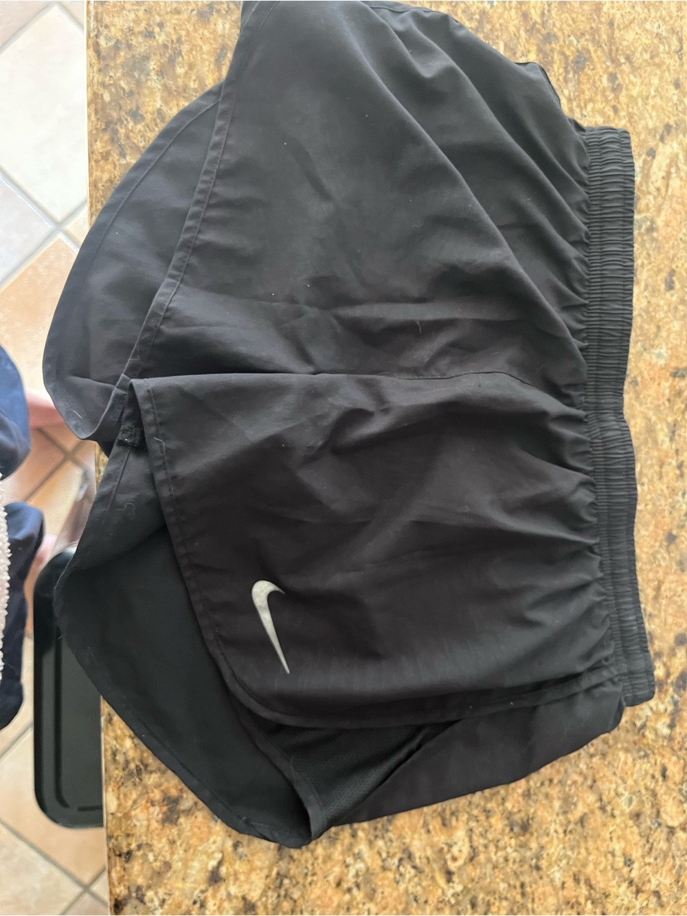 Nike dry fit Black Athletic Shorts with White Swoosh